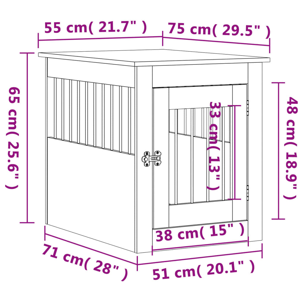 Dog Crate with Door Doghouse Puppy Kennel Peg Cage Engineered Wood