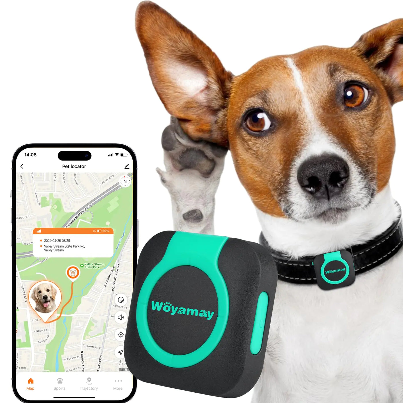 Woyamay Compact Pet GPS & Health Monitor
