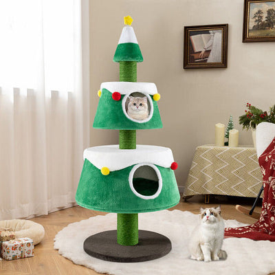 Christmas Cat Tree for Cute Holiday with 2 Condos-Green