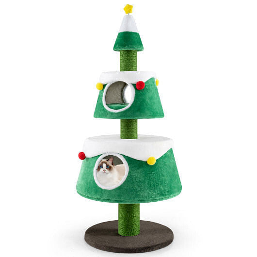 Christmas Cat Tree for Cute Holiday with 2 Condos-Green
