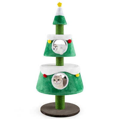 Christmas Cat Tree for Cute Holiday with 2 Condos-Green