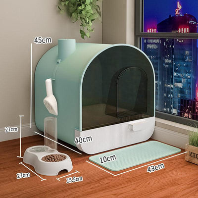 Ultimate Odor-Free Enclosed Cat Litter Box With Smart Features-2