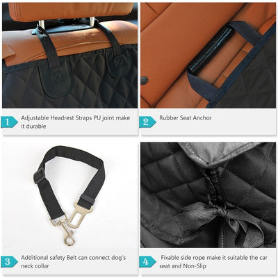 Dog Car Seat Cover 100% Waterproof Pet Cat Dog Carrier Car Back Seat Cover Nonslip 600D Heavy Duty Bench Car Seat For Large Dogs-2